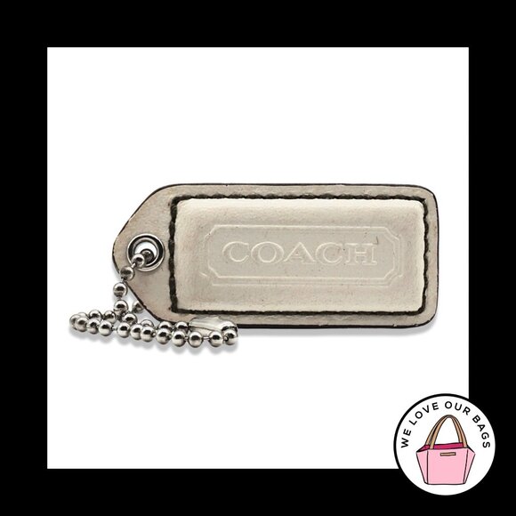2" Medium Y2K VINTAGE COACH Chalk White Leather Fob Bag Charm Keychain Hang Tag - Picture 1 of 1